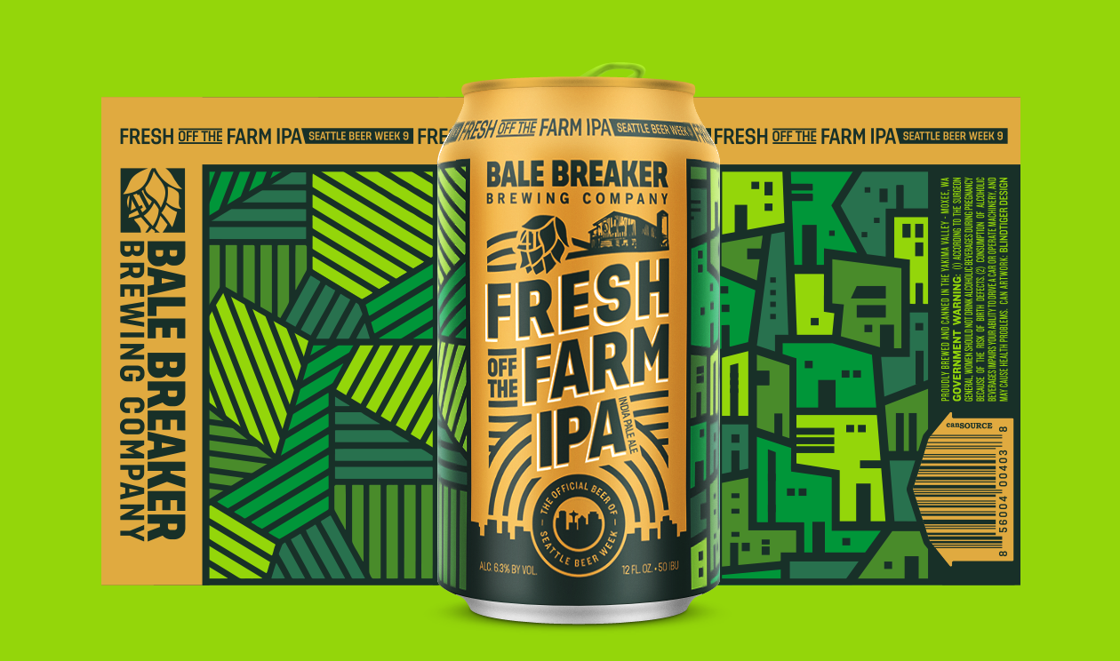 Can with label Bale Breaker Fresh Off The Farm IPA Label