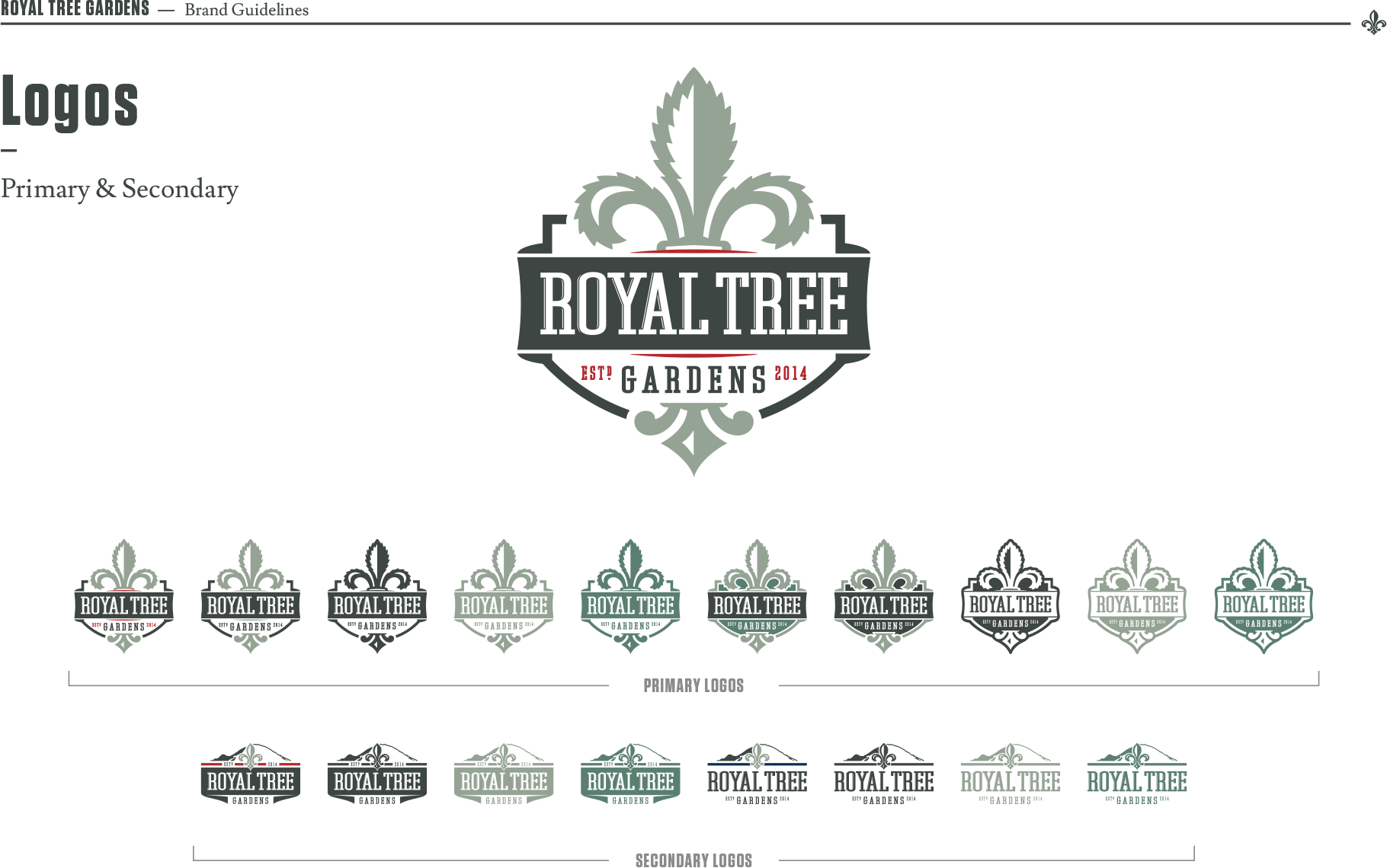 Logo System Royal Tree Gardens Logo System