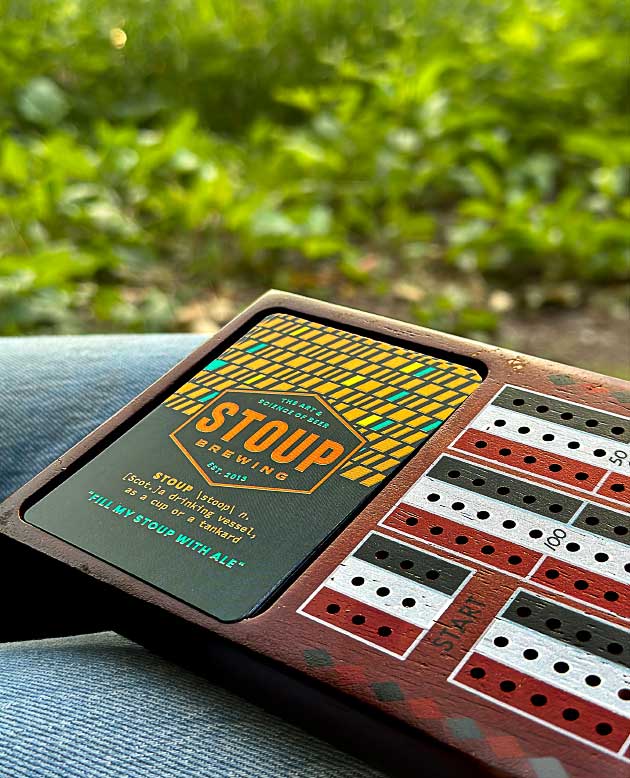 Stoup Brewing cribbage board